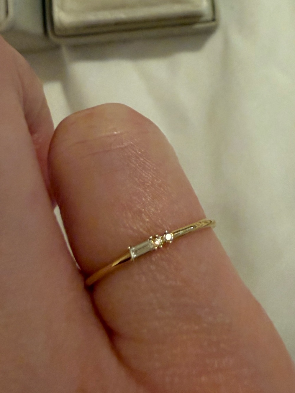 New Melanie Casey Mose Code Ring D Yellow Gold Size 4 - Picture 3 of 4
